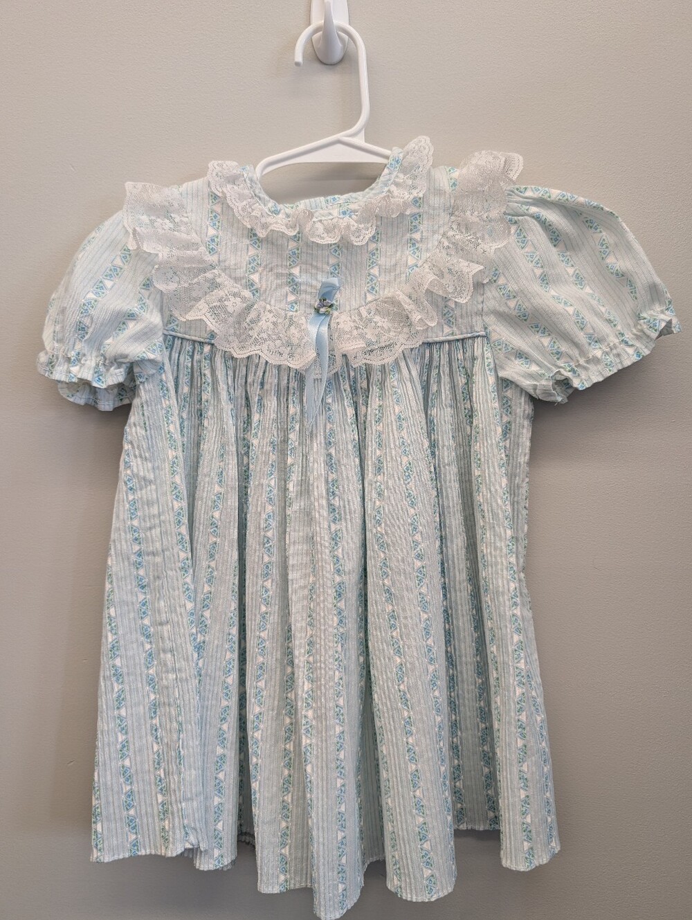 Vintage Toddler Time JCPenney 4T Blue Floral Prairie Dress Made in USA